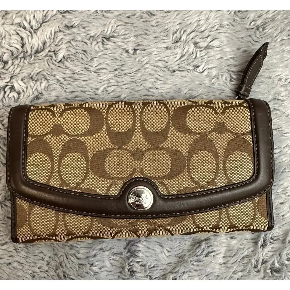 Coach Signature Turn Lock Flap Duffle Shoulder Bag & Matching Wallet Vintage SET